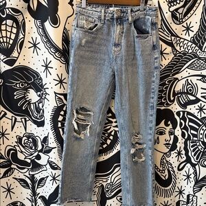 Distressed Blue Jeans
